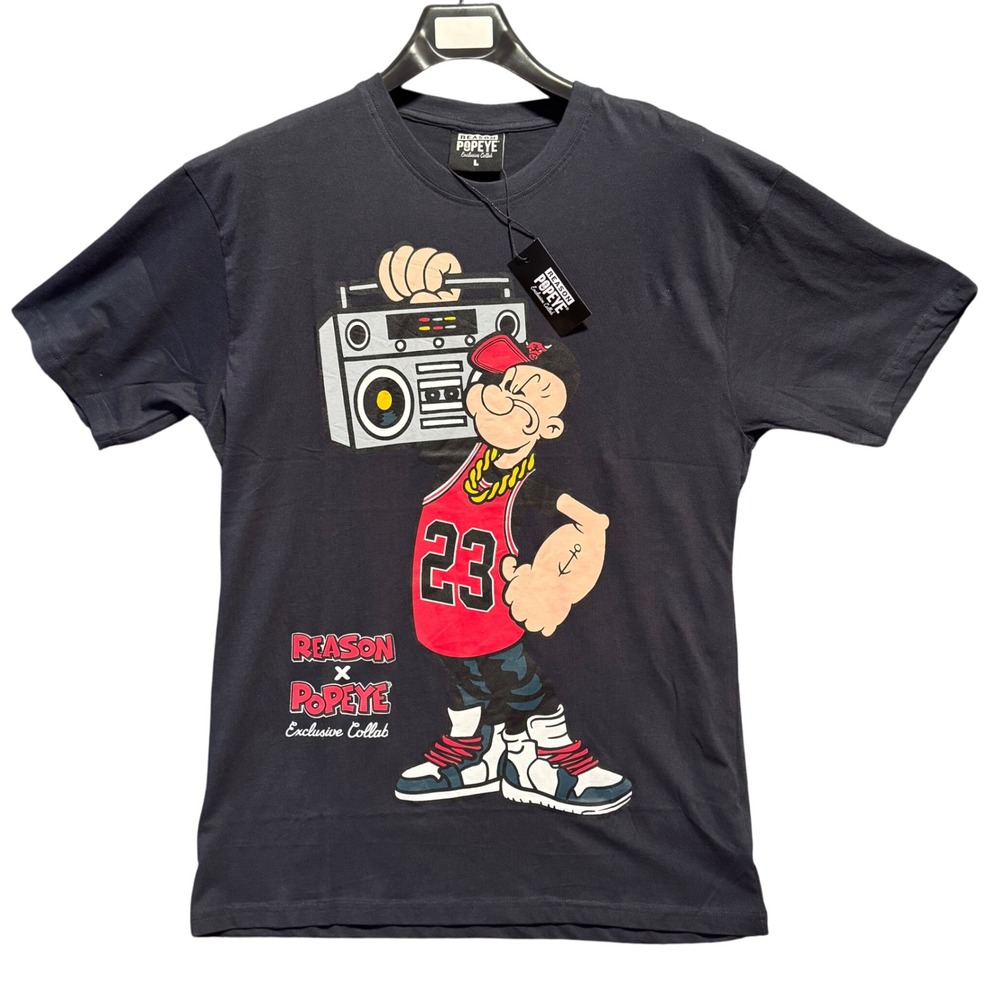 REASON x Popeye Exclusive Collab Boombox T Shirt Mens Large Cartoon Jordan 23